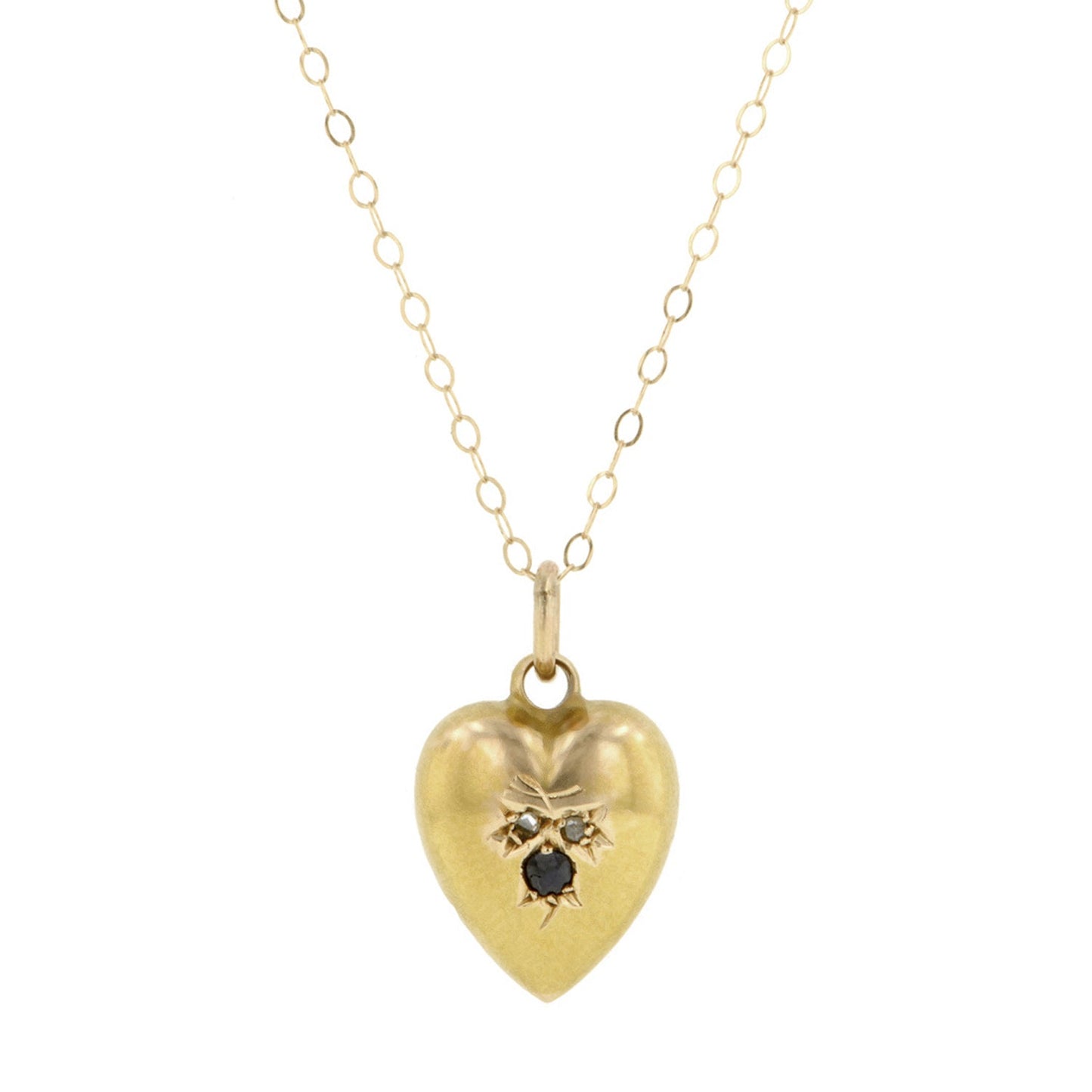 Antique Sapphire & Diamond Heart Pendant
