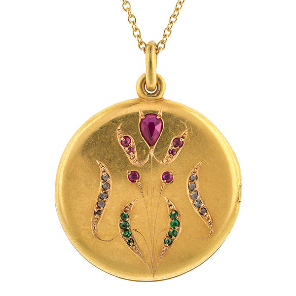 Antique Ruby, Emerald & Diamond Locket