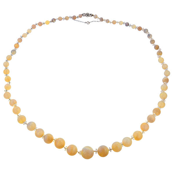 Antique Opal & White Topaz Bead Necklace