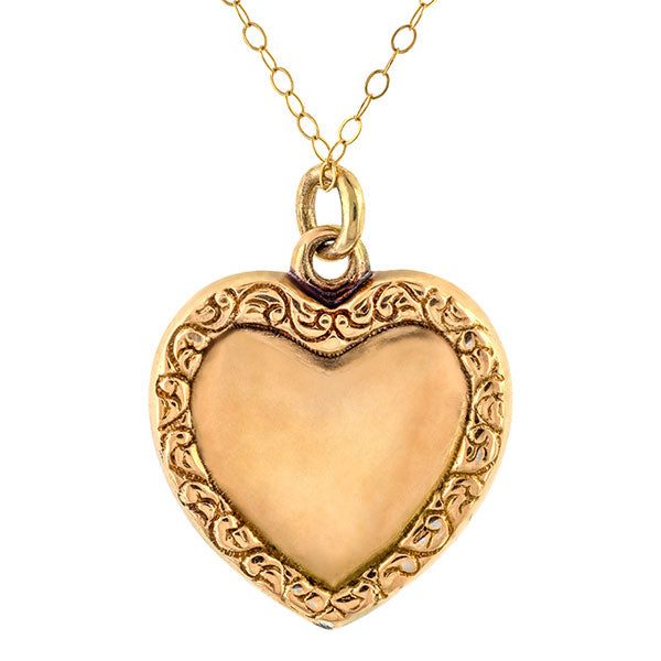 Antique Pearl Heart Pendant Necklace