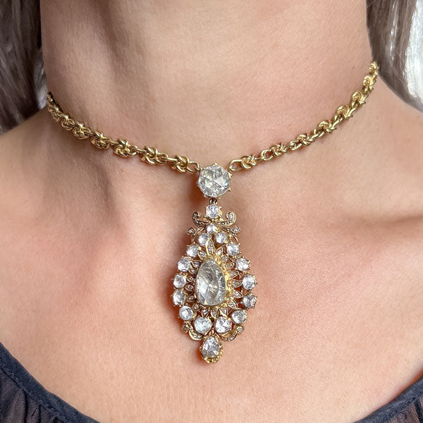 Antique Rose Cut Diamond Pendant