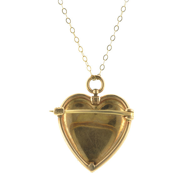 Antique Pave Split Pearl Heart Pin/Pendant