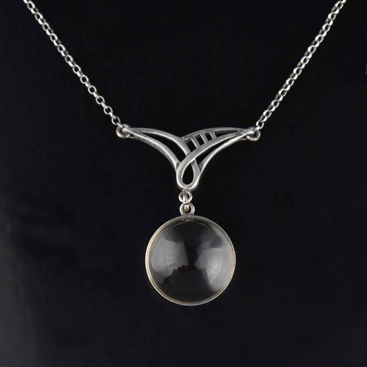 Silver Pools of Light Pendant Art Deco Necklace