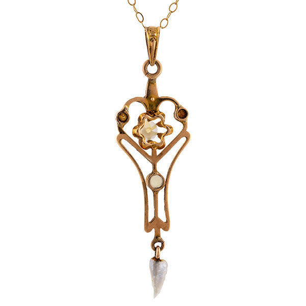 Antique Pearl & Diamond Lavalier Pendant