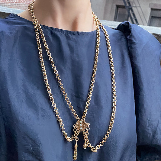 Antique Pearl Slide Chain Necklace