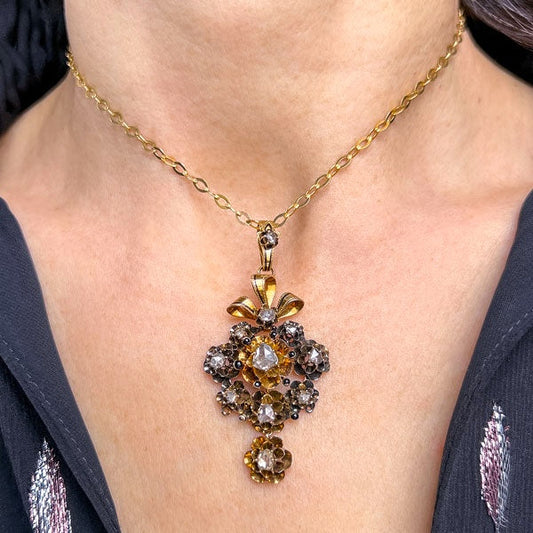 Antique Rose Cut Diamond Necklace