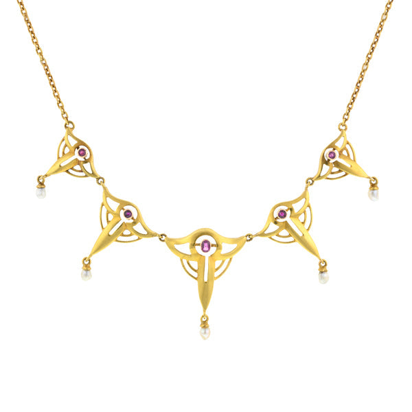 Antique Ruby & Pearl Necklace