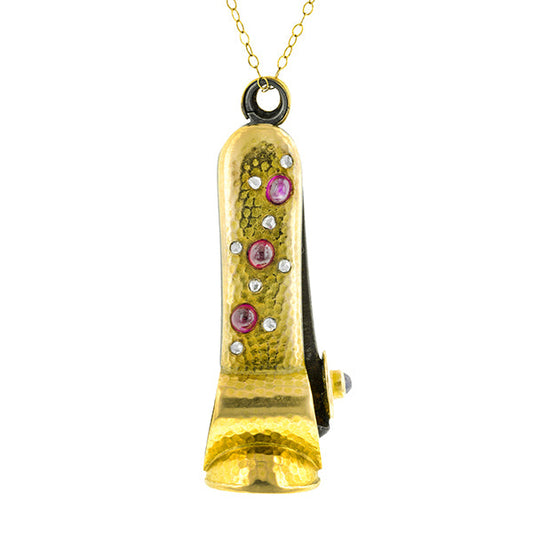 Antique Ruby & Sapphire Cigar Clip Pendant