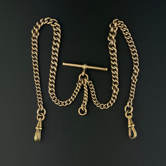 Edwardian Rolled Gold Pocket Watch Chain Necklace