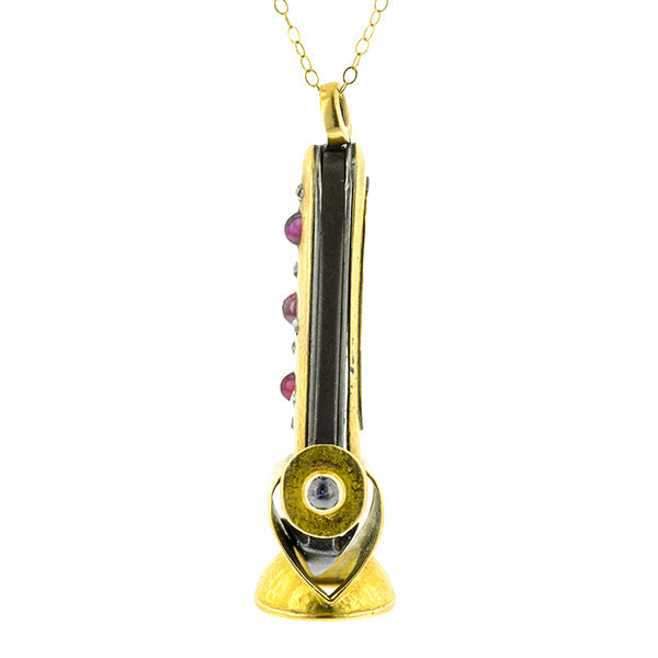 Antique Ruby & Sapphire Cigar Clip Pendant